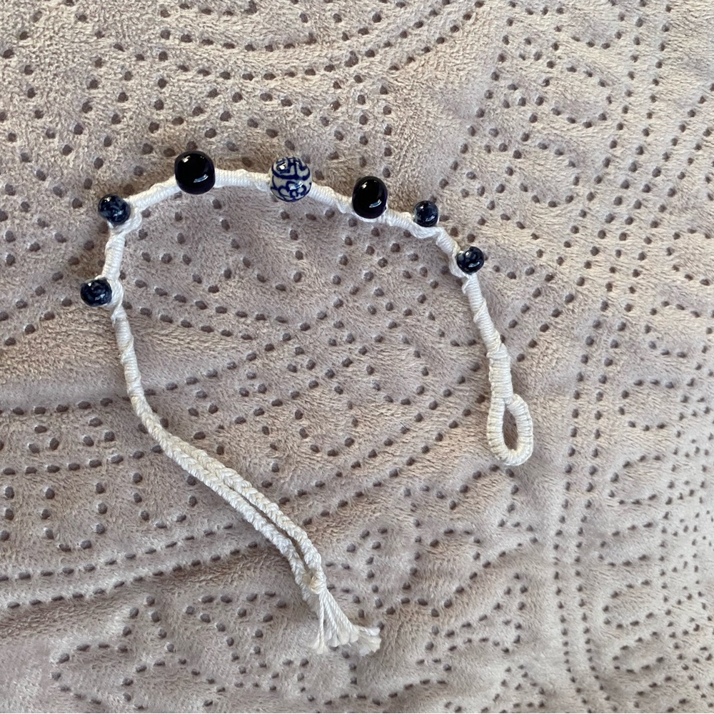 Ceramic and cotton cord adjustable bracelet